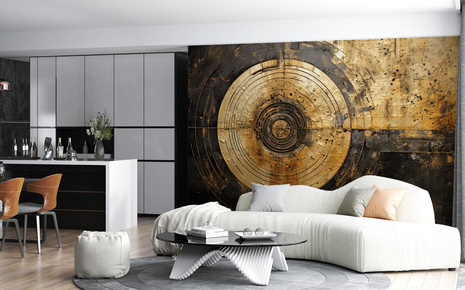 Фотошпалери золоті акценти на чорному тлі