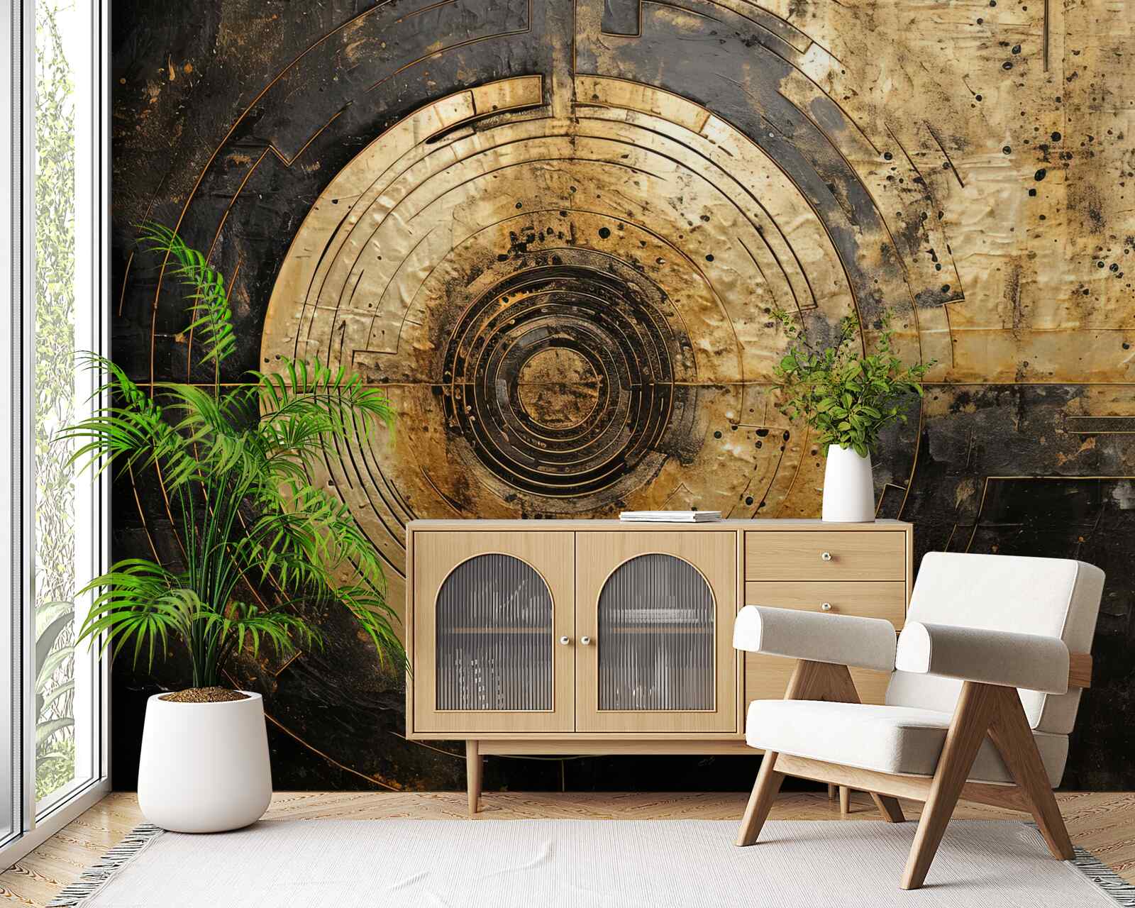 Фотошпалери золоті акценти на чорному тлі