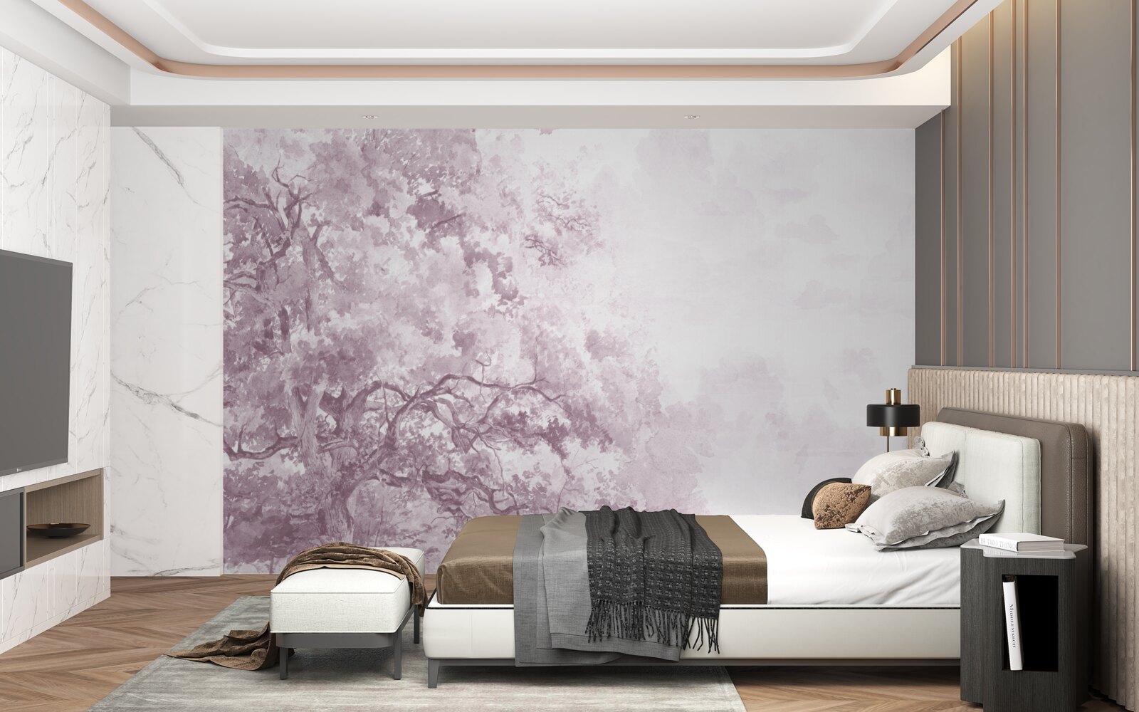 Фотошпалери ранковий ліс оповитий туманом