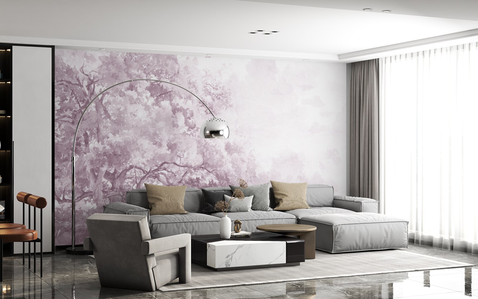 Фотошпалери ранковий ліс оповитий туманом