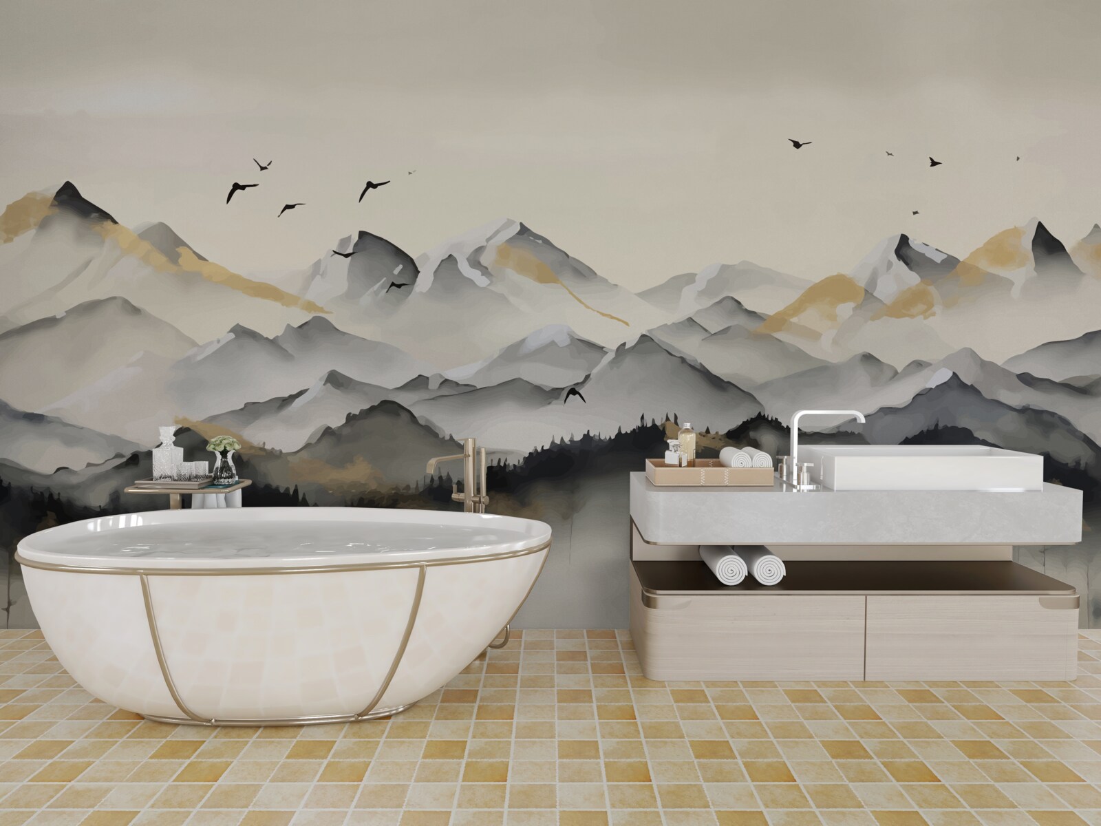 Фотошпалери туманні гори