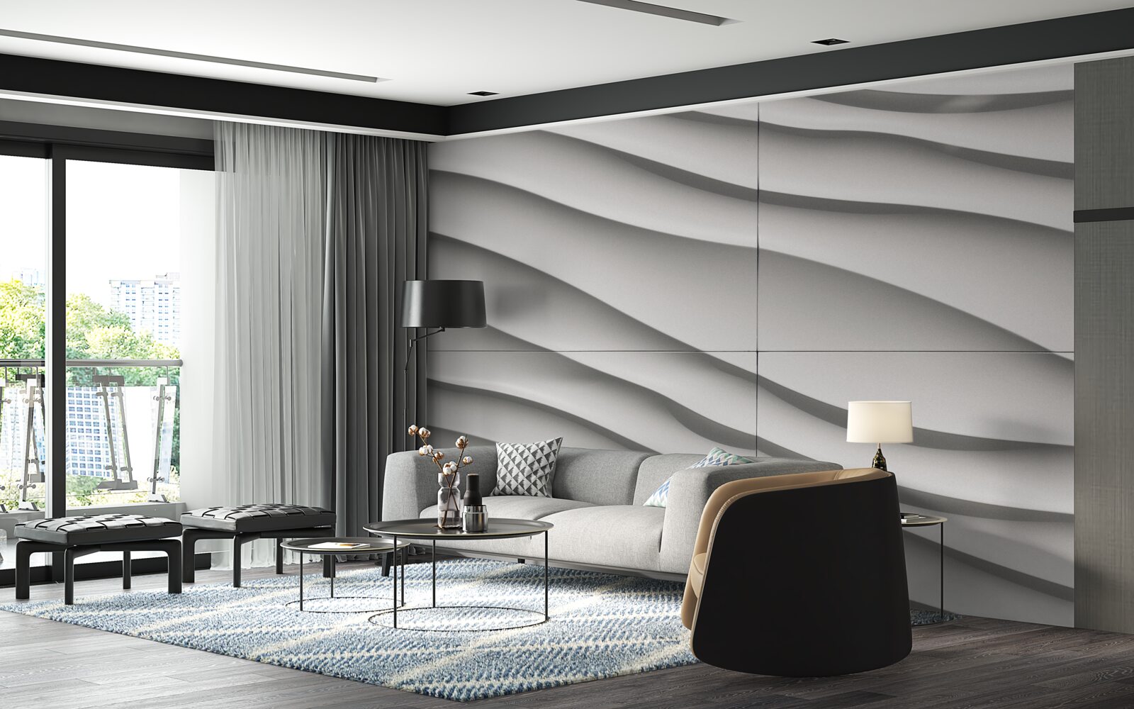 Фотошпалери хвилі блакитні та гладенькі