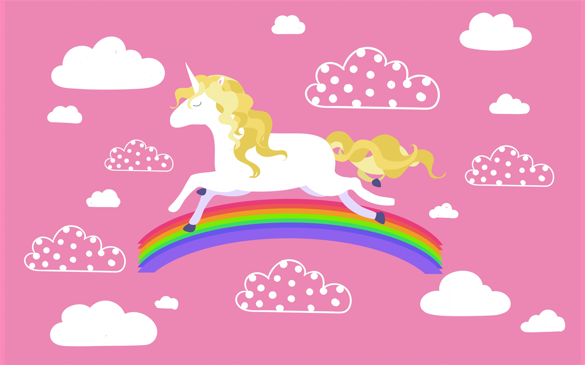 Фотошпалери єдиноріг, що мчить по веселковій дузі