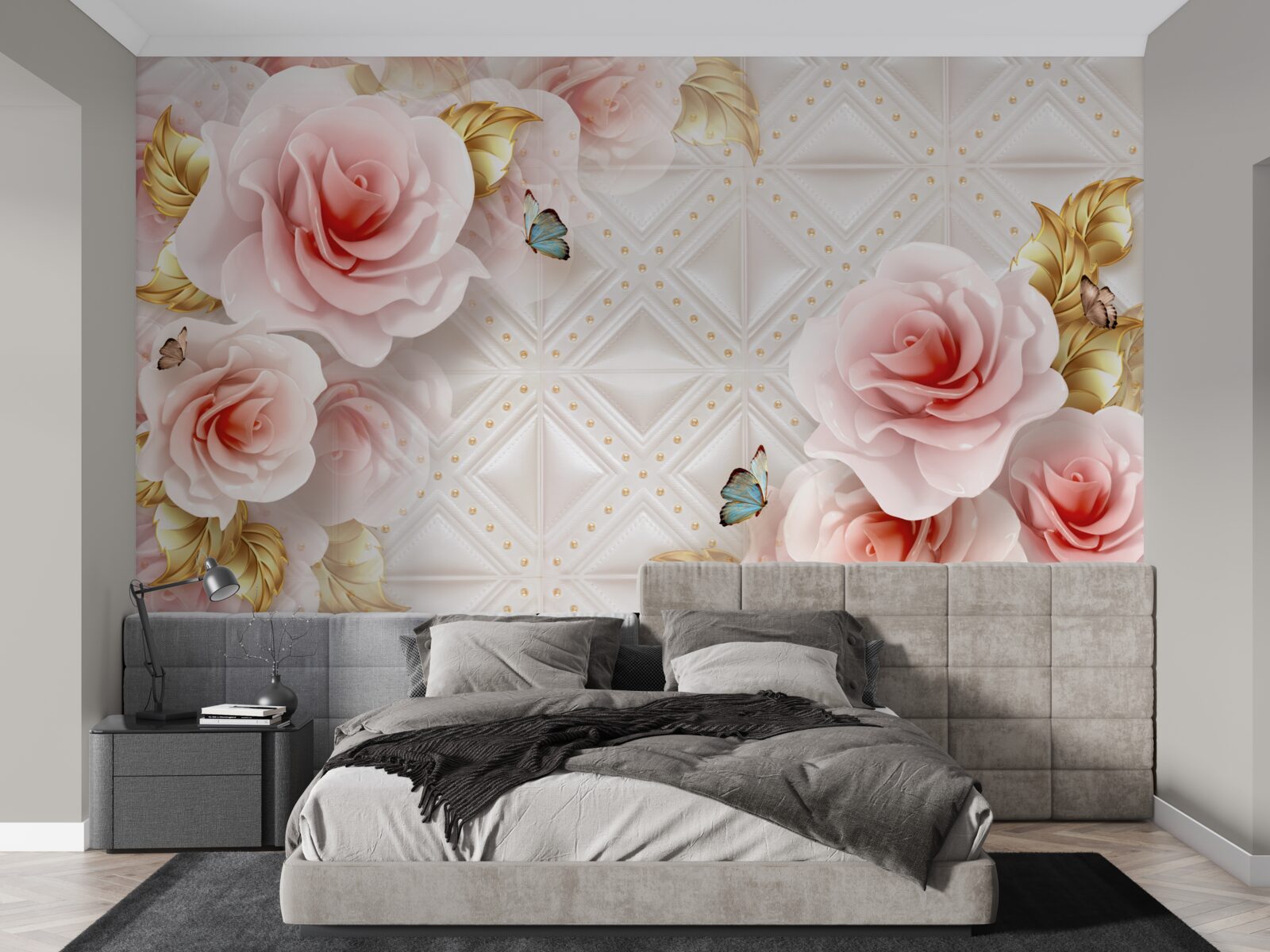 Фотошпалери яскраво-рожева троянда розкриває свої розкішні бутони