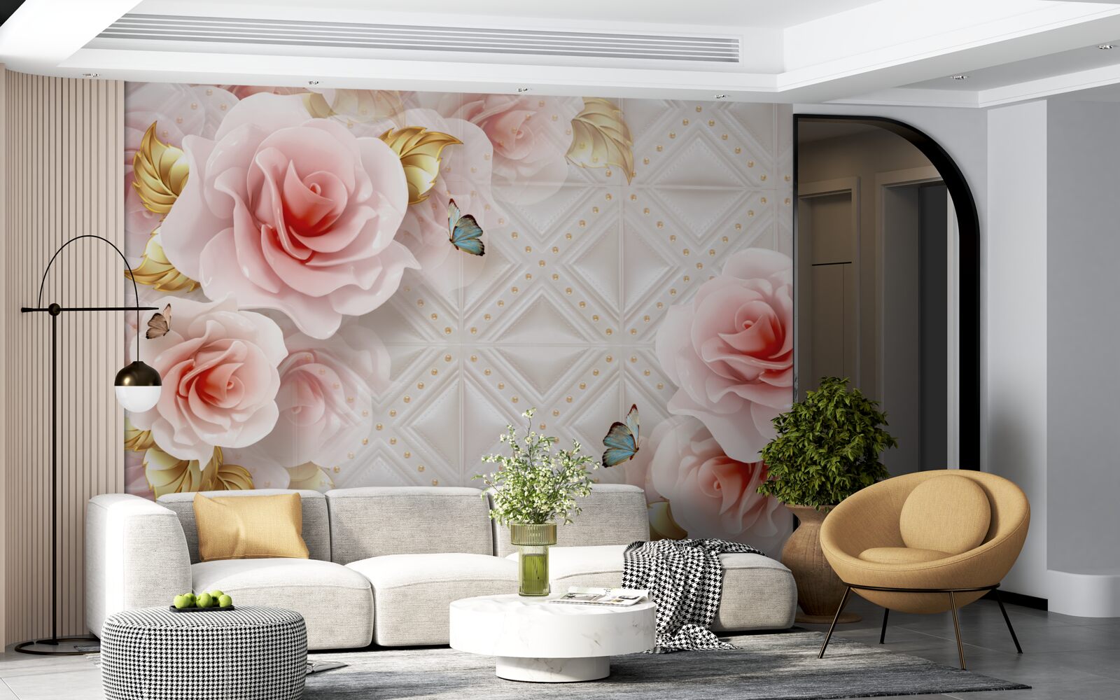 Фотошпалери яскраво-рожева троянда розкриває свої розкішні бутони