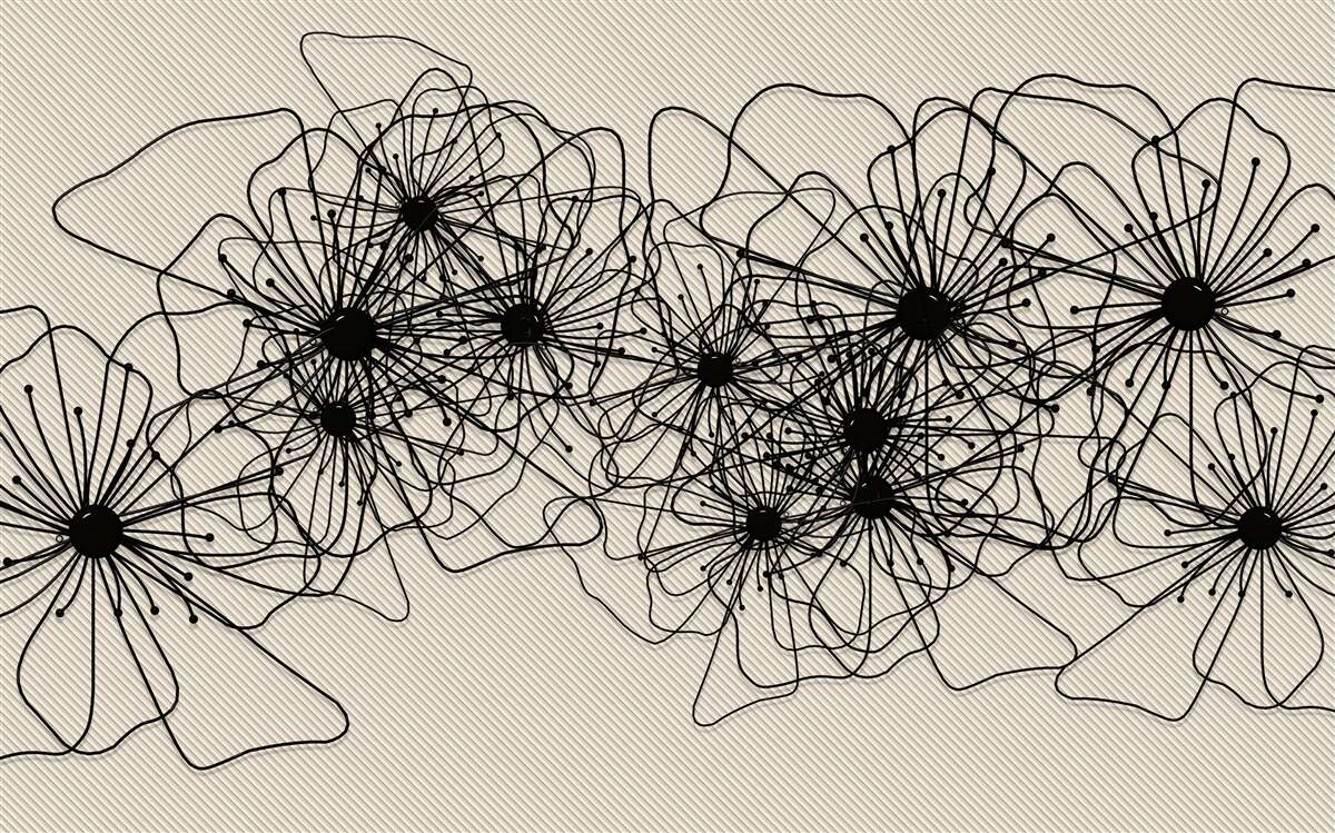 Фотошпалери абстрактні квіти маку на коричневому тлі