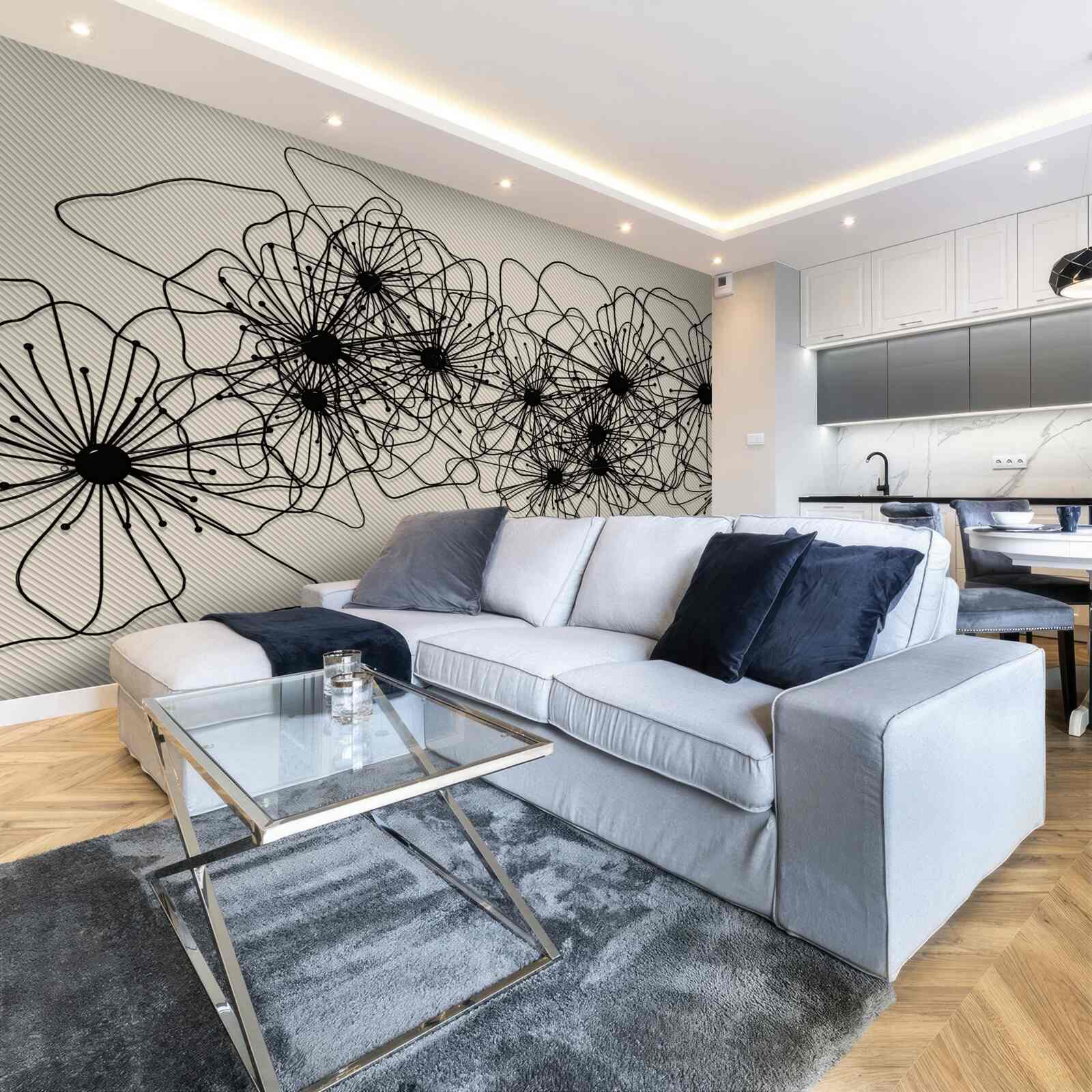 Фотошпалери абстрактні квіти маку на коричневому тлі