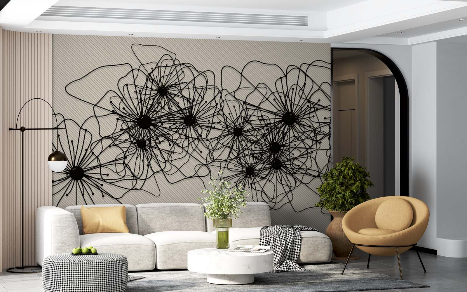 Фотошпалери абстрактні квіти маку на коричневому тлі