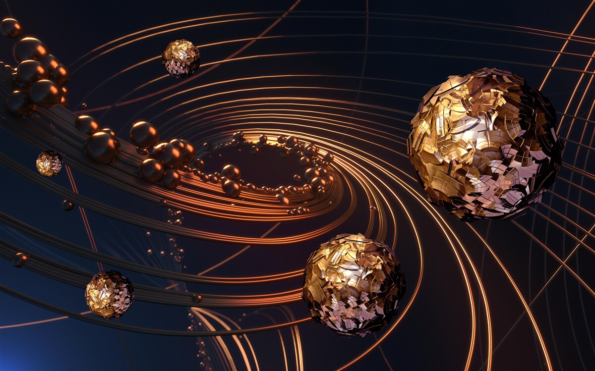 Фотошпалери траєкторії обертання кулі в абстракції