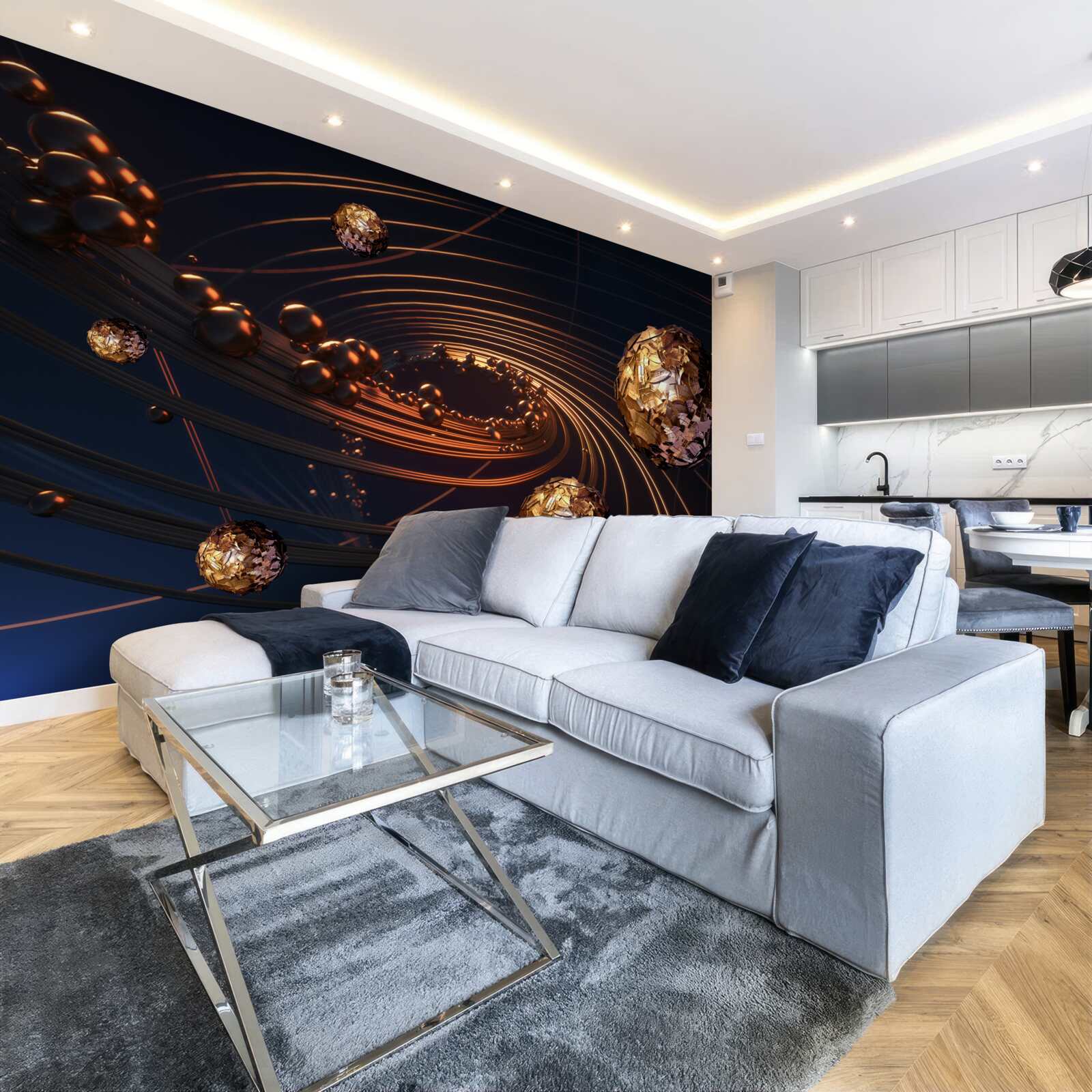 Фотошпалери траєкторії обертання кулі в абстракції