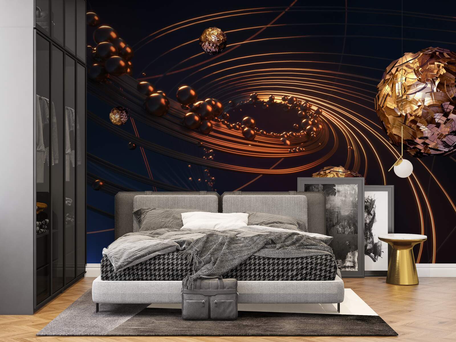 Фотошпалери траєкторії обертання кулі в абстракції