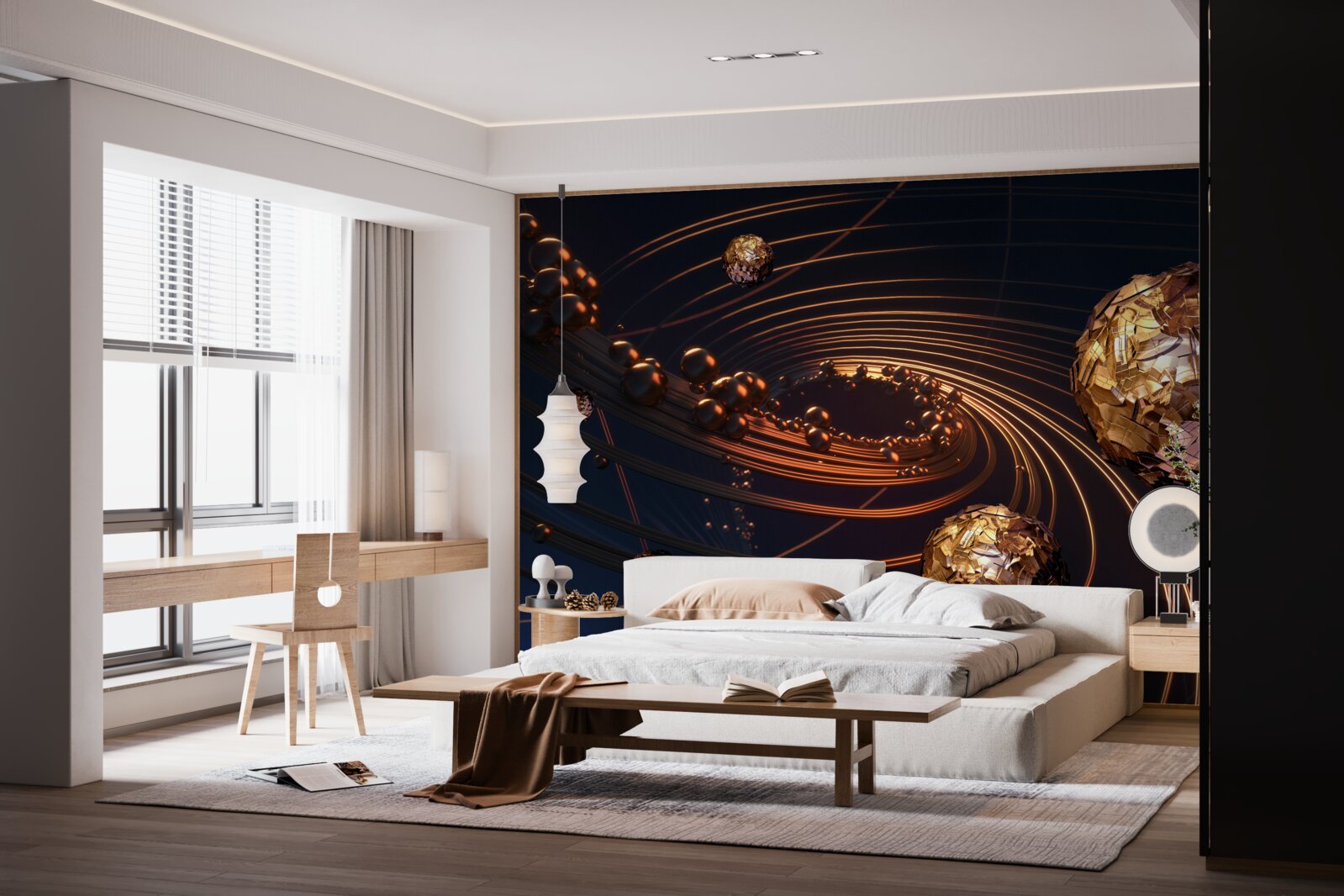 Фотошпалери траєкторії обертання кулі в абстракції