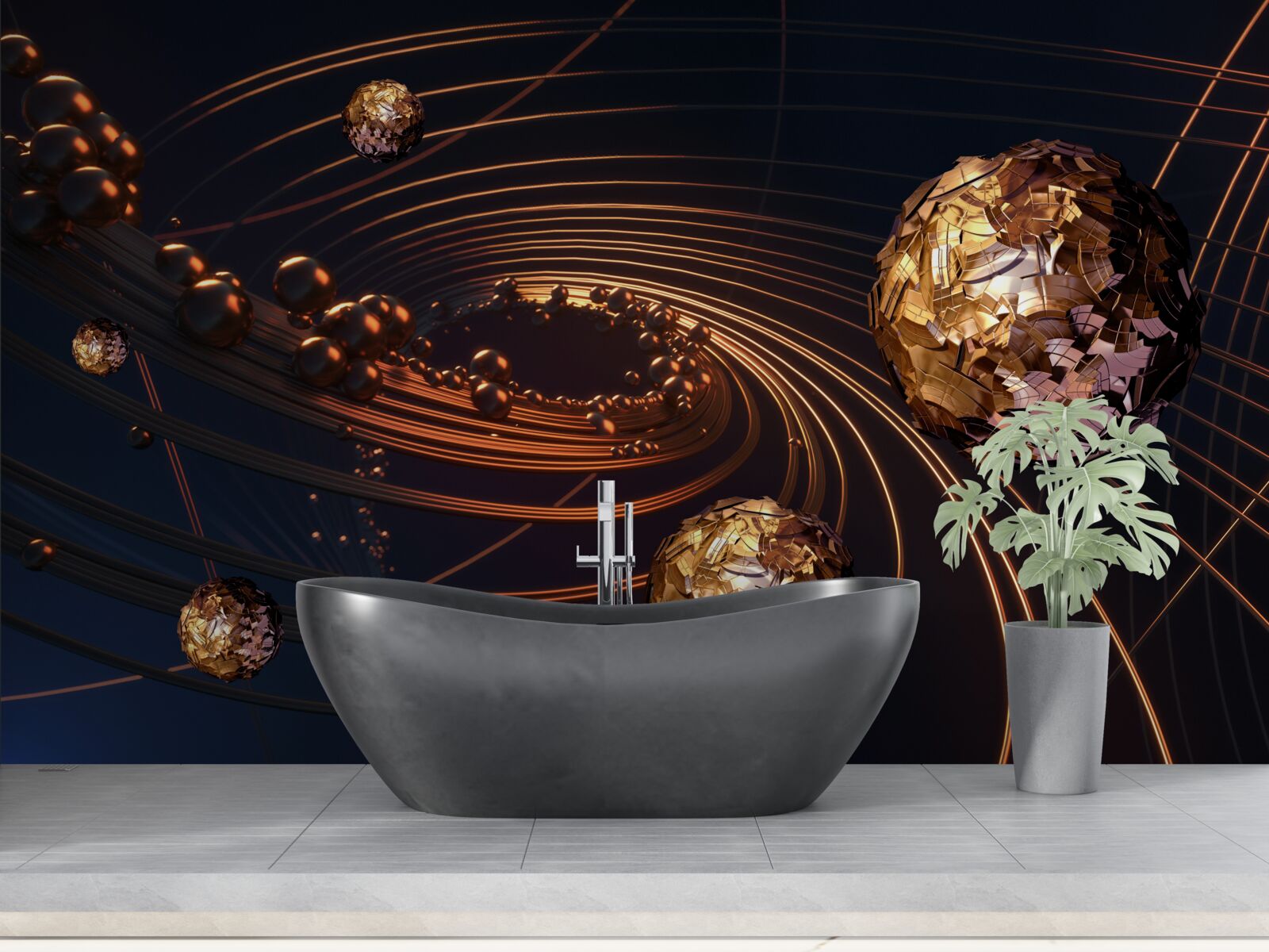 Фотошпалери траєкторії обертання кулі в абстракції