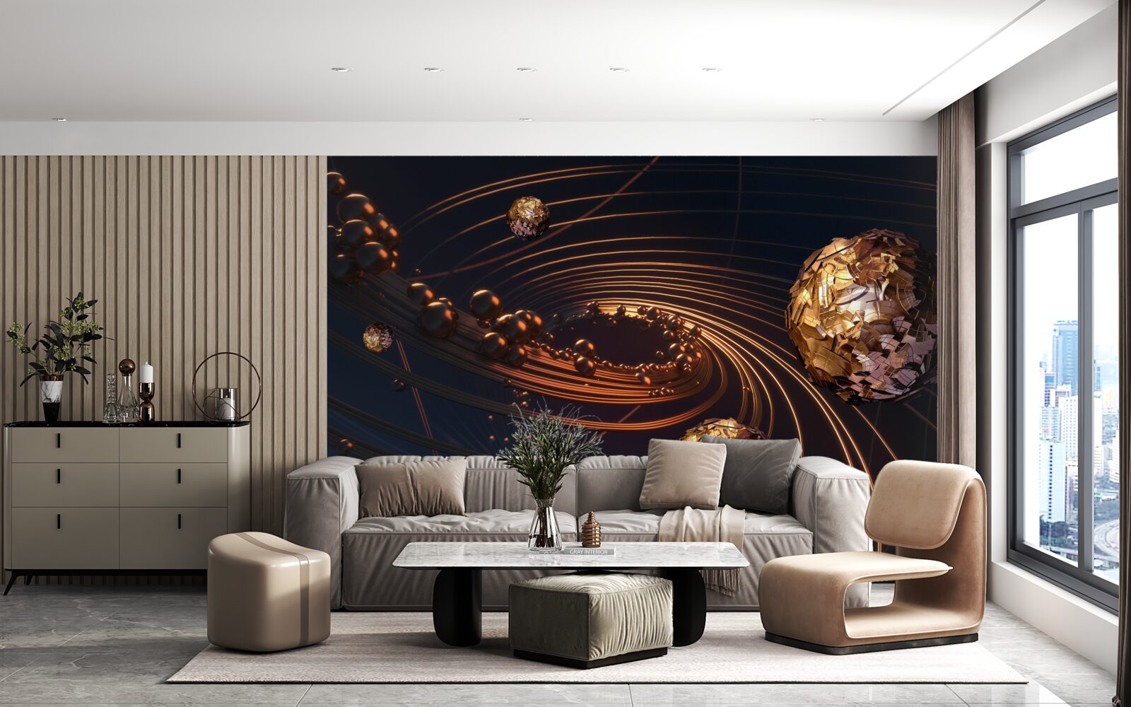 Фотошпалери траєкторії обертання кулі в абстракції