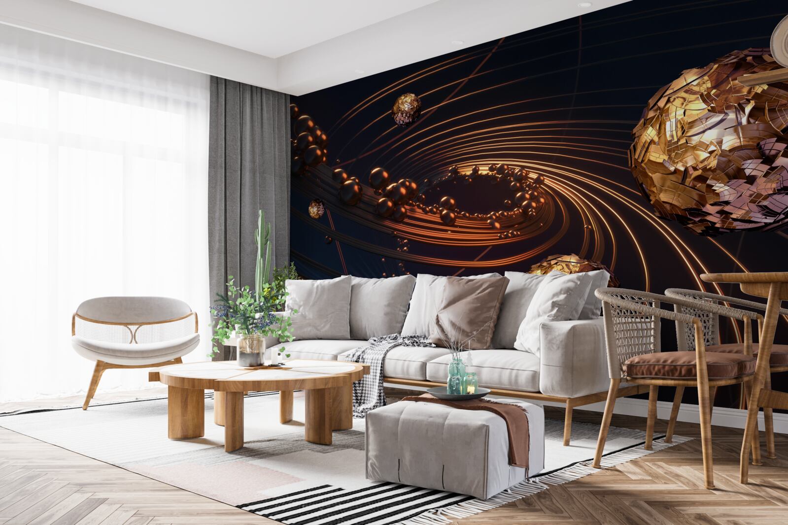 Фотошпалери траєкторії обертання кулі в абстракції