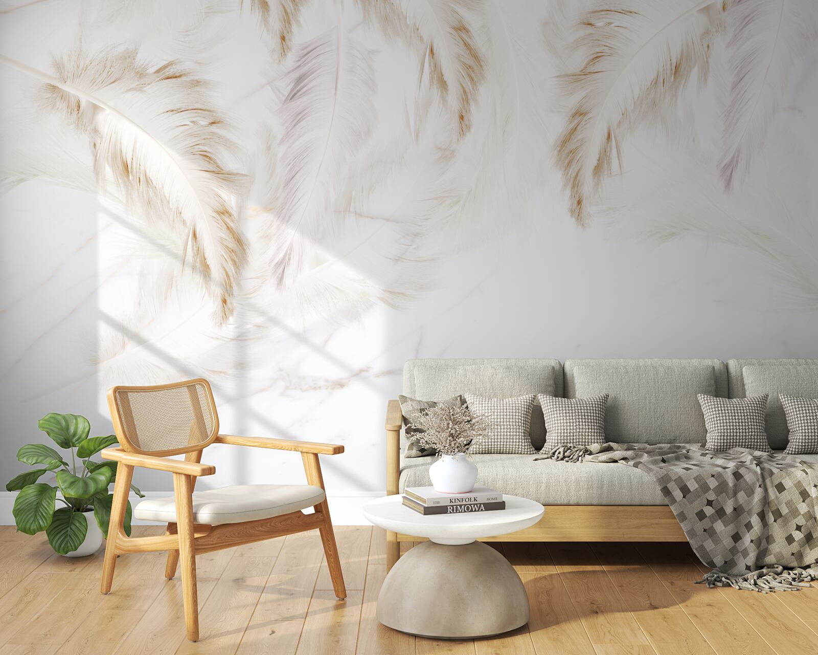 Фотошпалери яскраве тло з золотистими складними пір'яними секціями