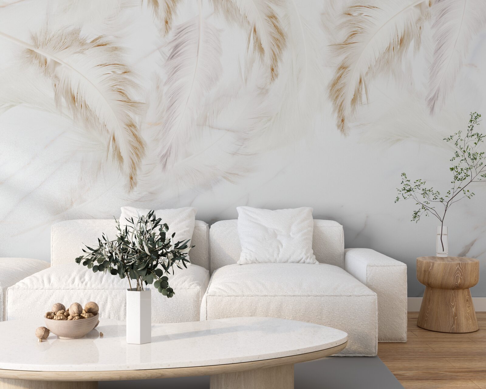 Фотошпалери яскраве тло з золотистими складними пір'яними секціями