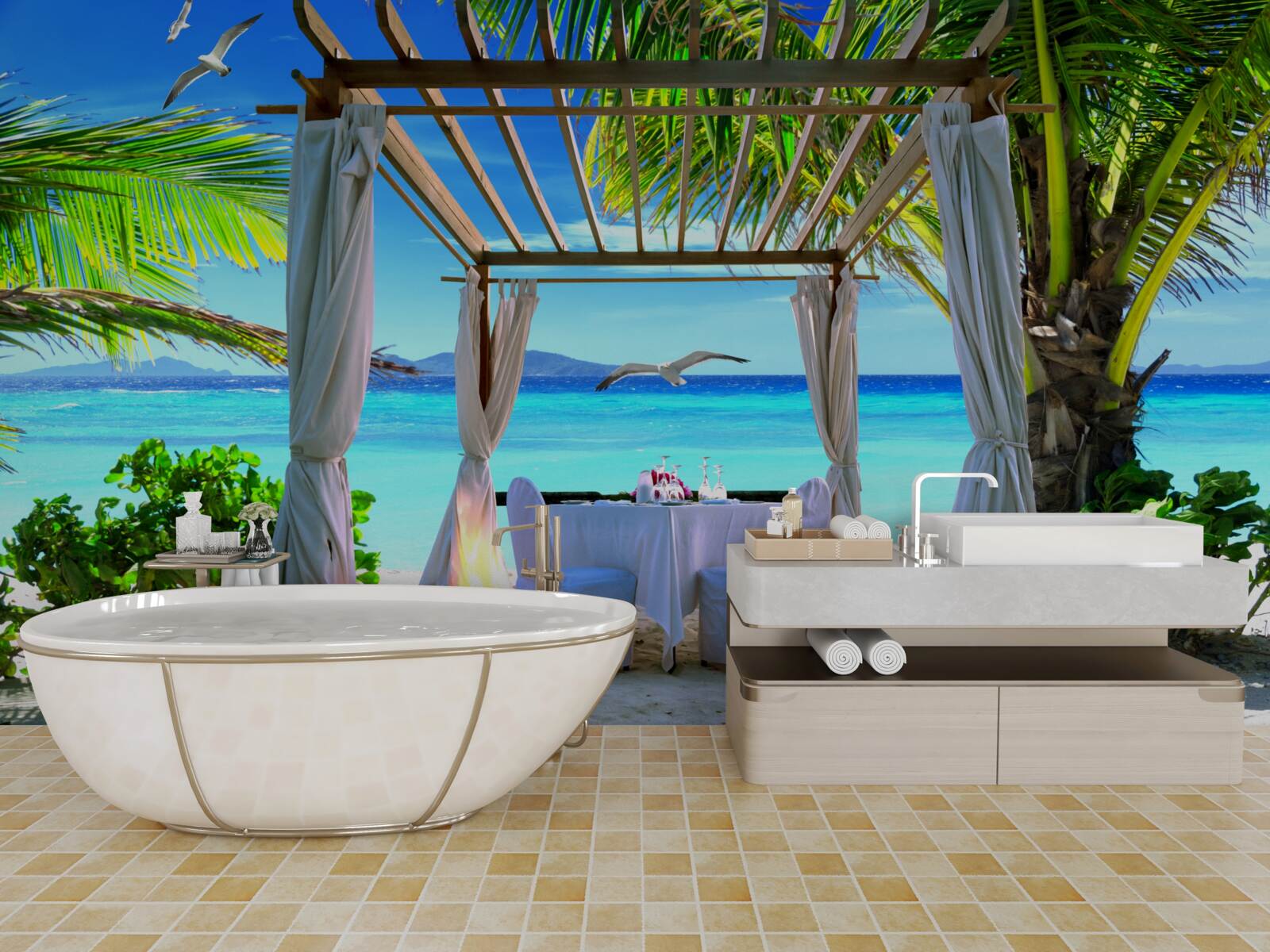 Фотошпалери пляжний стіл