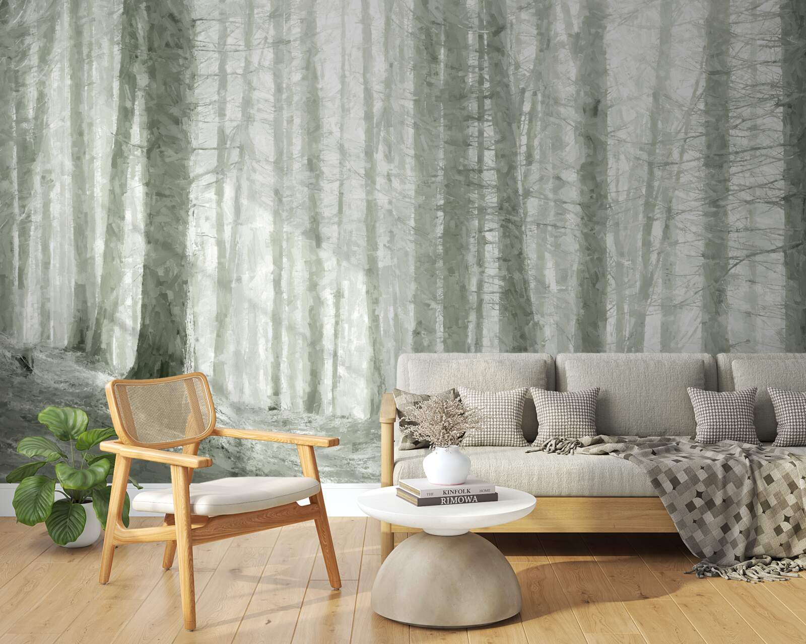 Фотошпалери гай сосен, високих і повних гострих голок