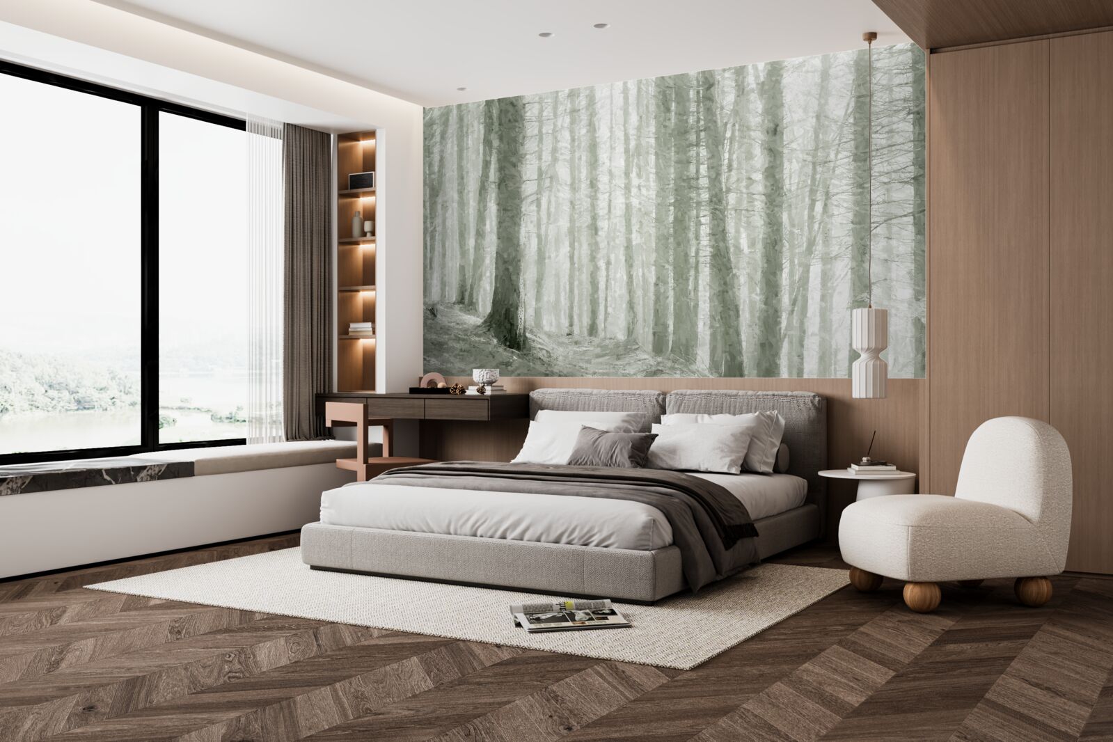 Фотошпалери гай сосен, високих і повних гострих голок