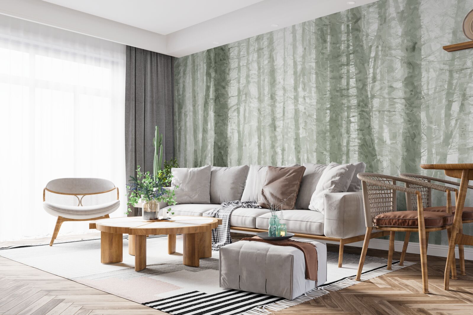 Фотошпалери гай сосен, високих і повних гострих голок