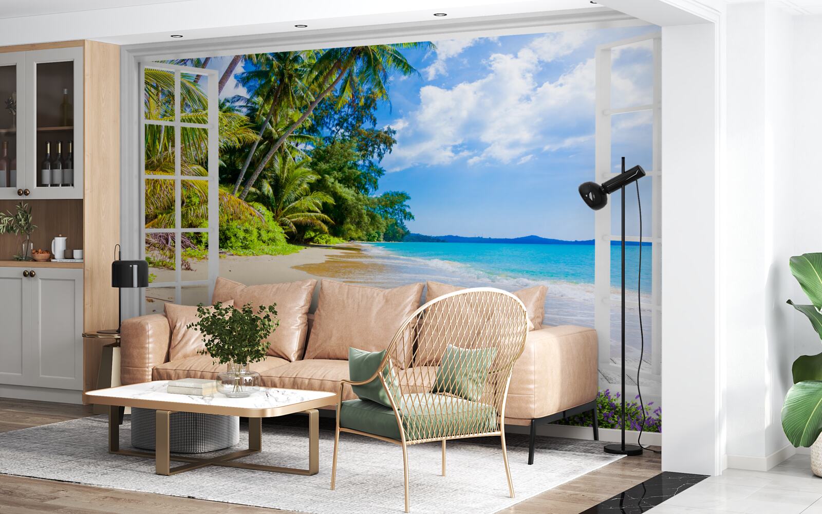 Фотошпалери панорамний вид на пляж з вікна