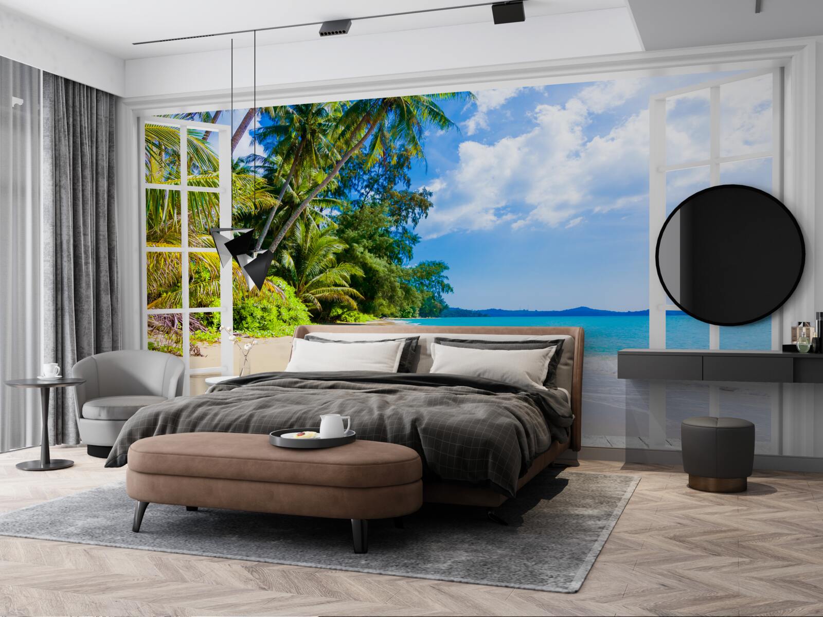 Фотошпалери панорамний вид на пляж з вікна