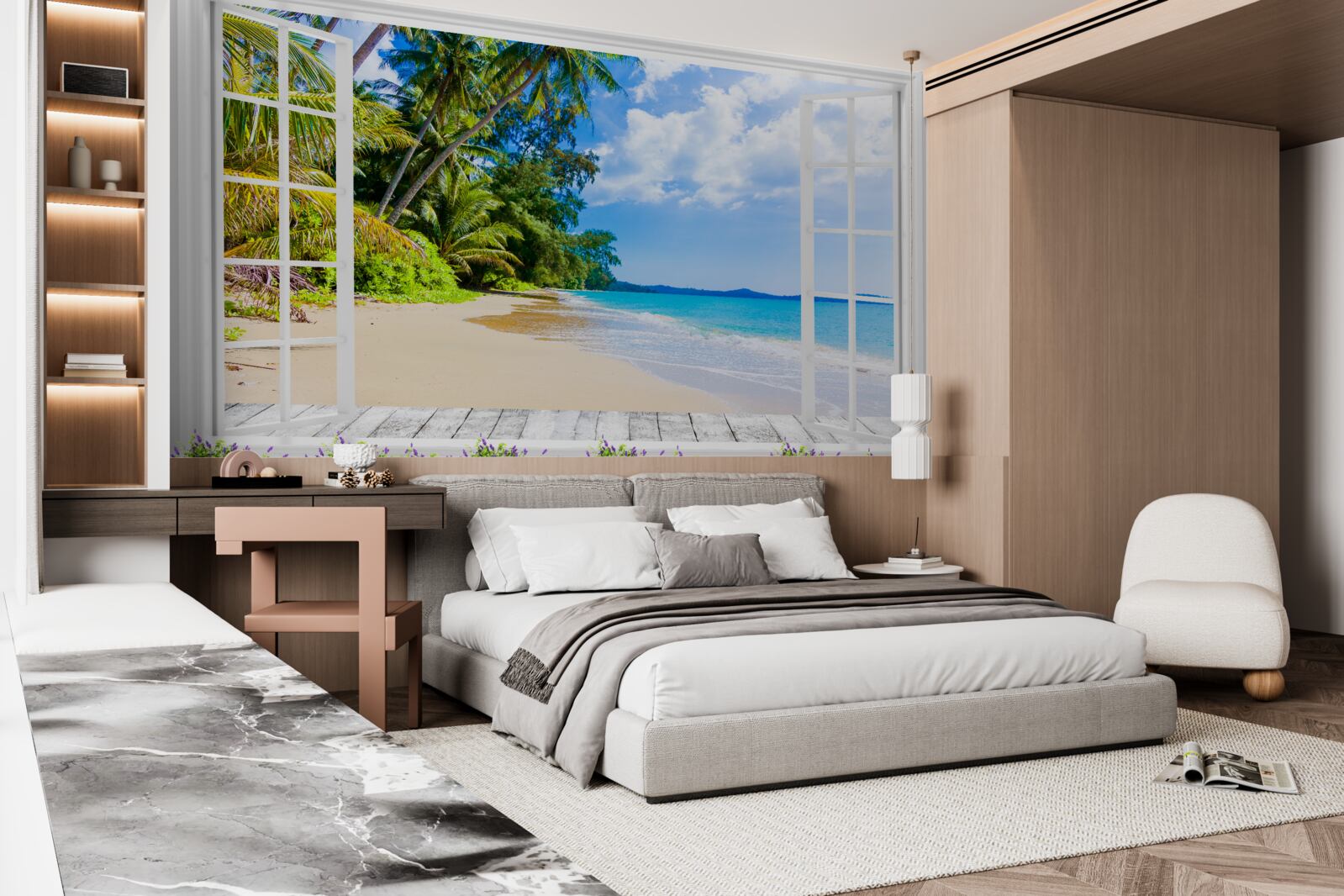 Фотошпалери панорамний вид на пляж з вікна