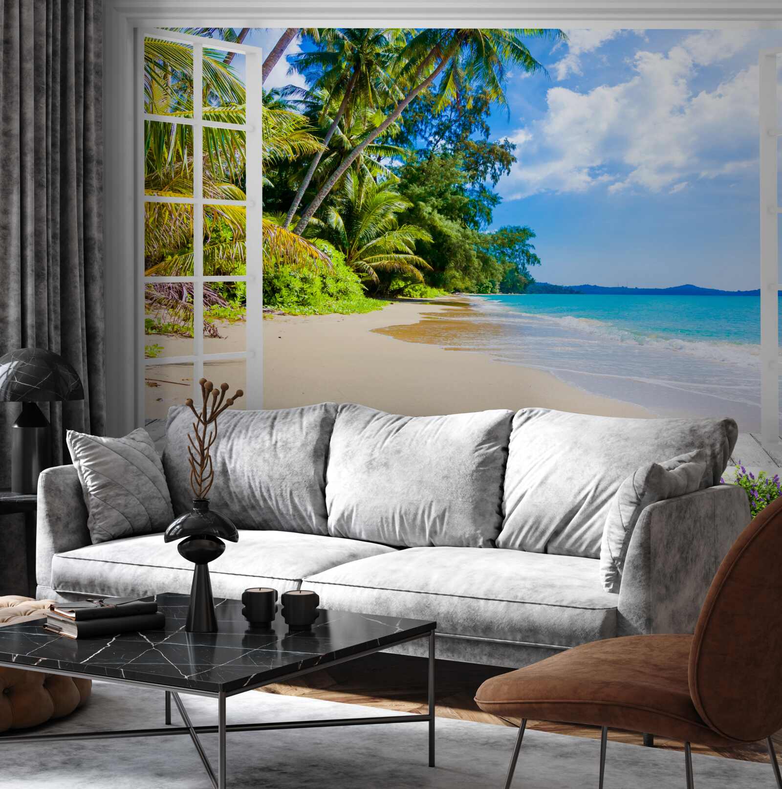 Фотошпалери панорамний вид на пляж з вікна