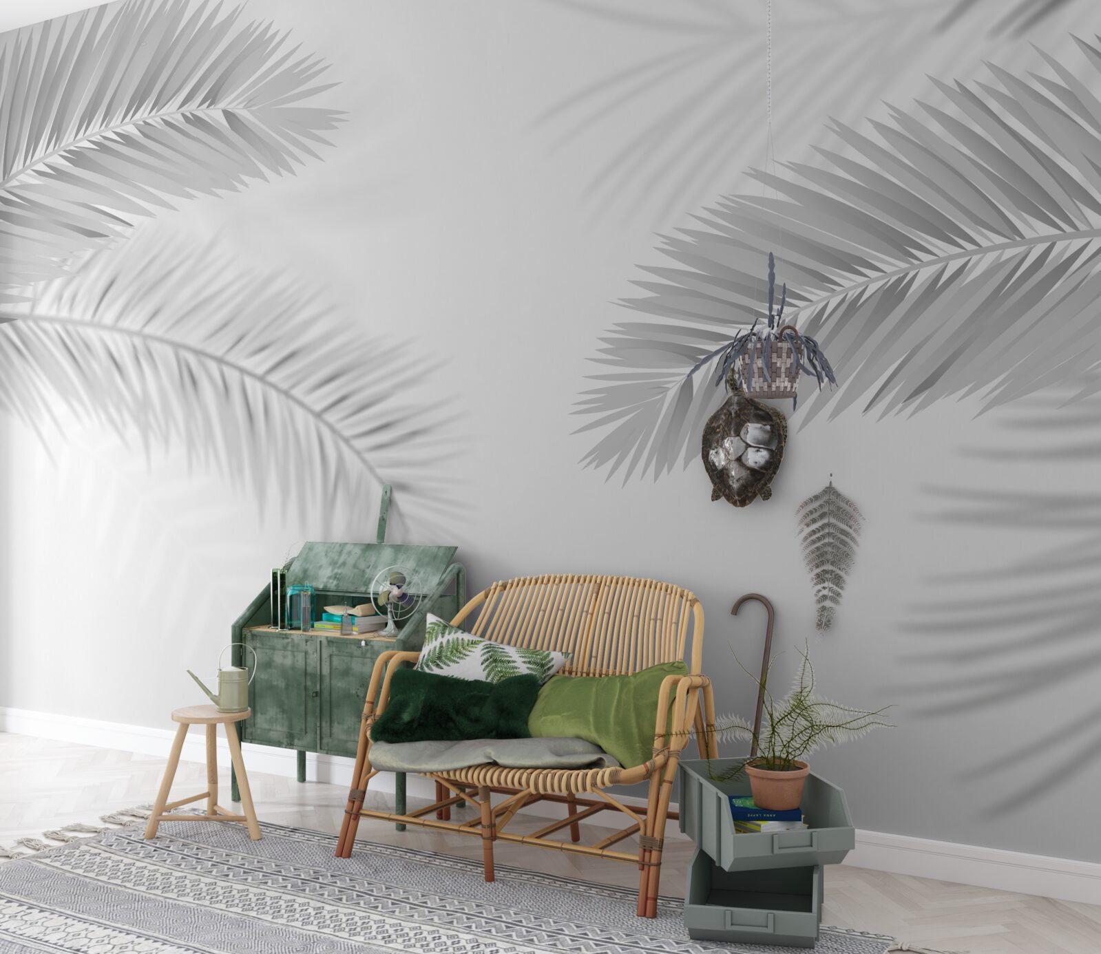 Фотошпалери чорно-біле листя папороті