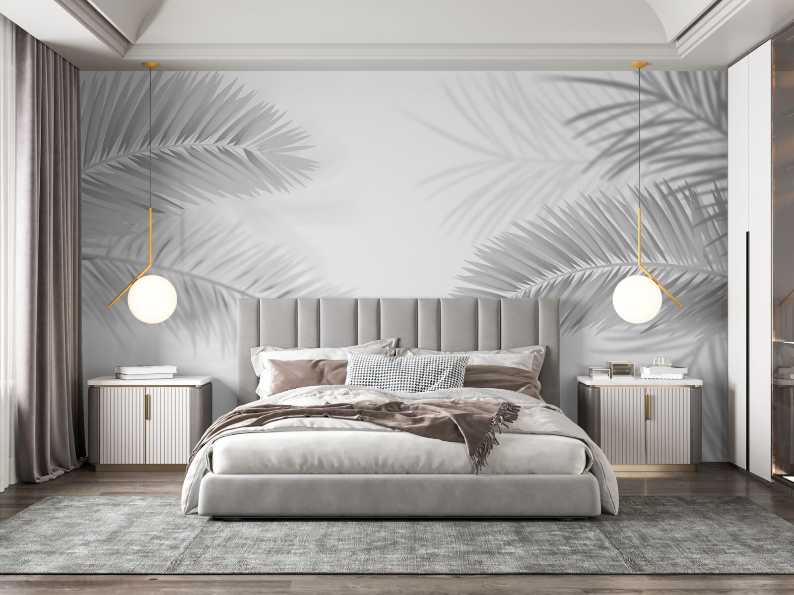 Фотошпалери чорно-біле листя папороті