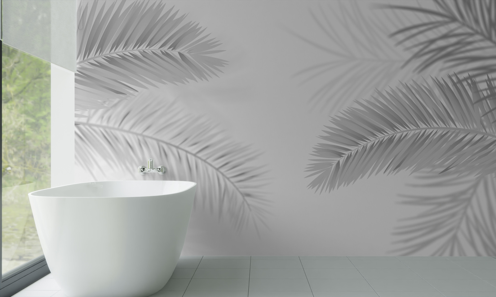 Фотошпалери чорно-біле листя папороті