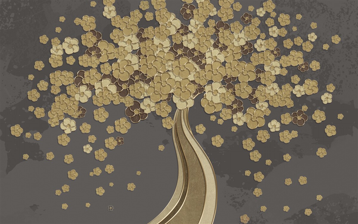 Фотошпалери нічне дерево, що цвіте золотом