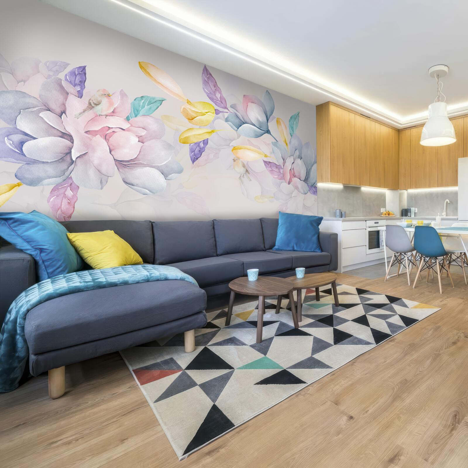 Фотошпалери гілка з яскраво-червоними квітами