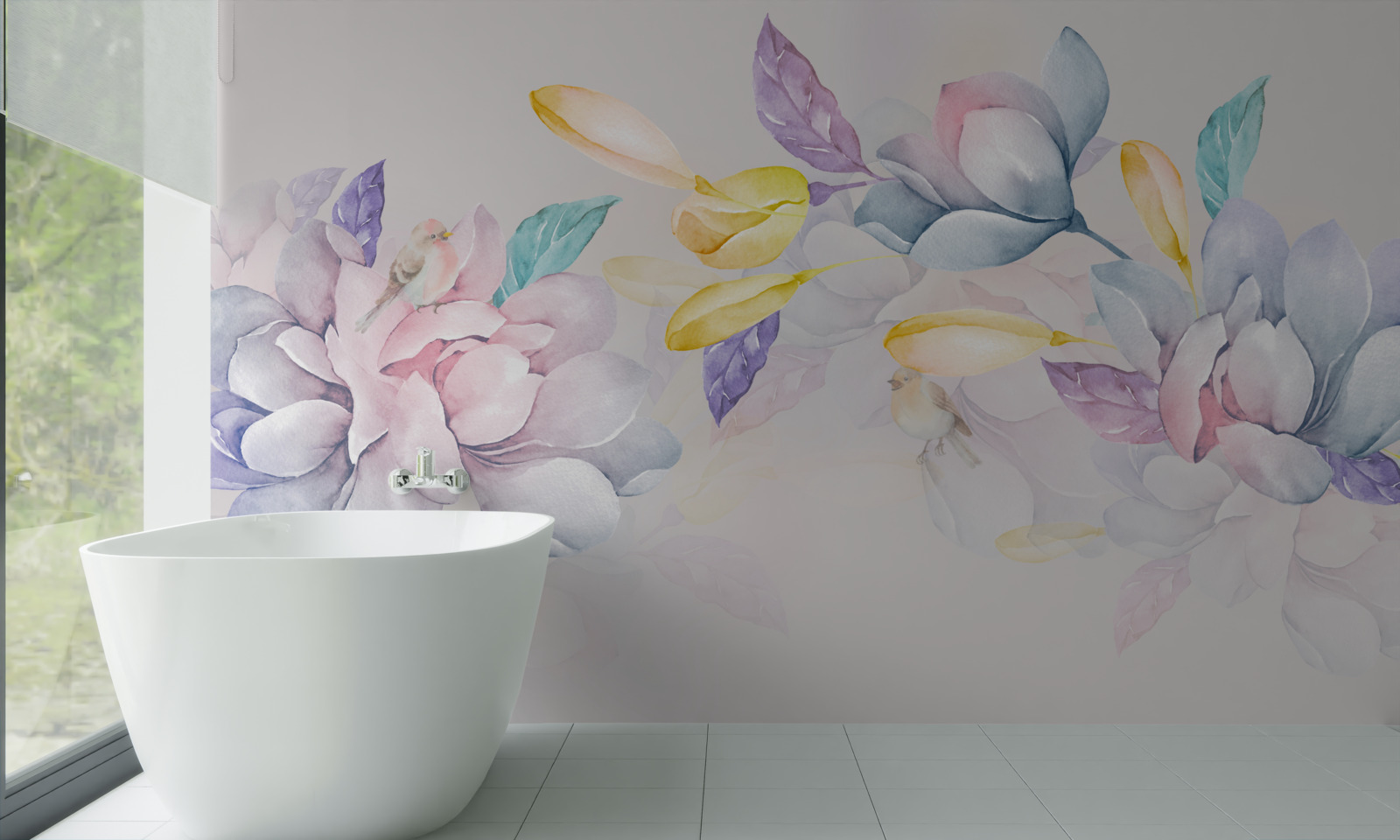 Фотошпалери гілка з яскраво-червоними квітами