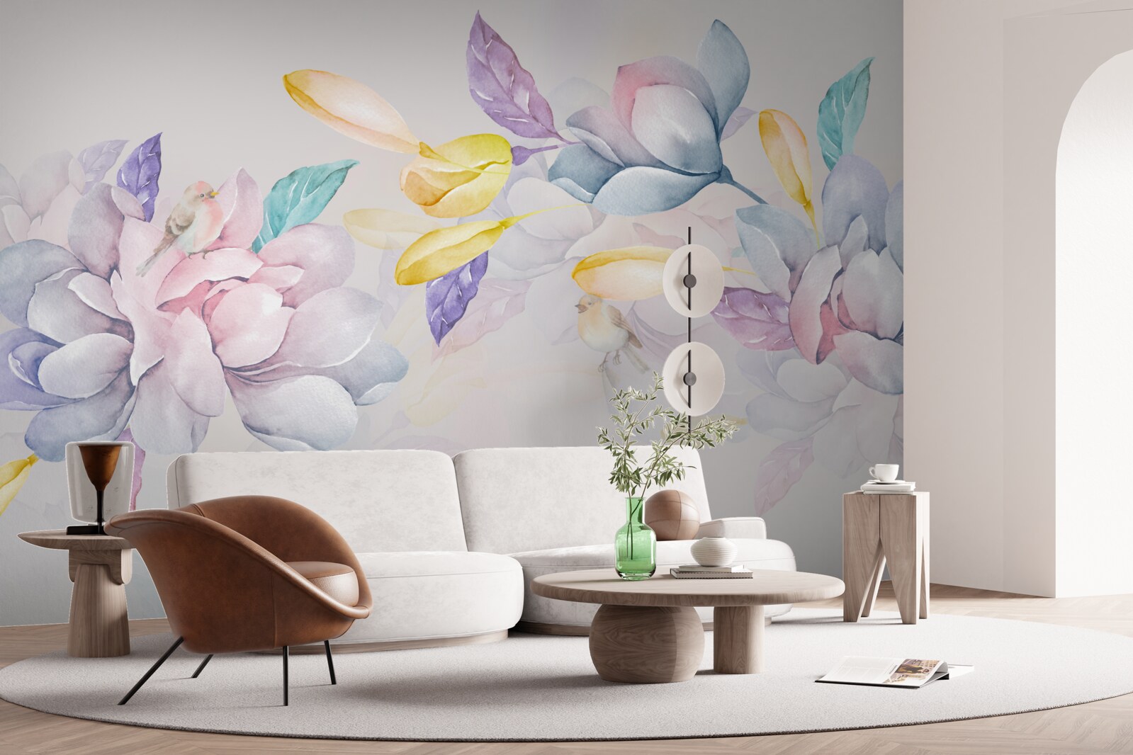 Фотошпалери гілка з яскраво-червоними квітами