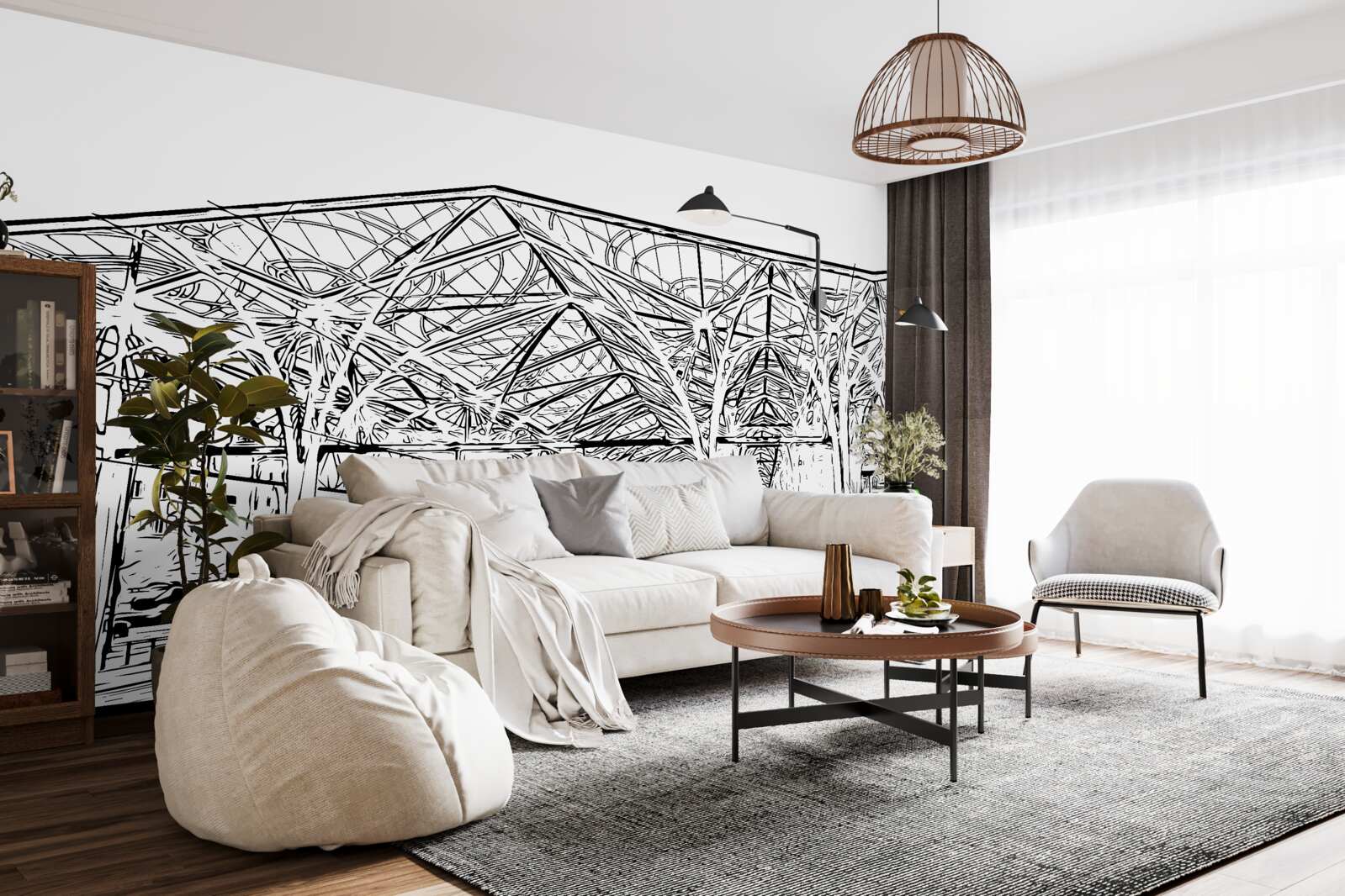 Фотошпалери залізнична станція та поїзди, зображені на малюнку