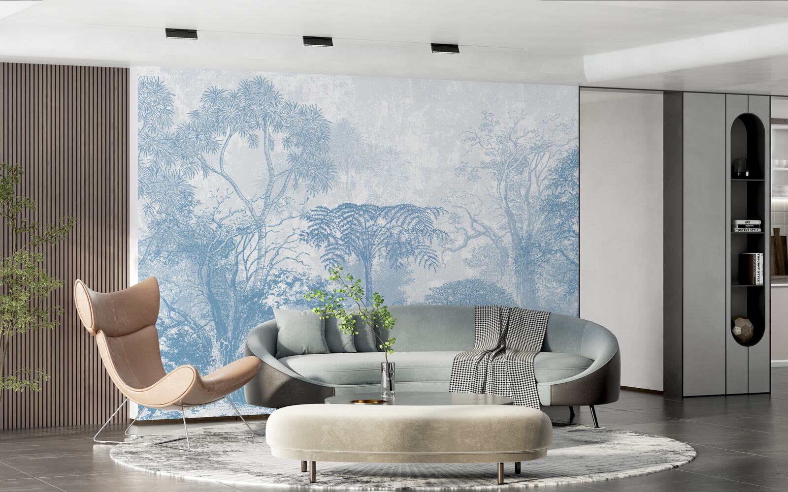 Фотошпалери чорно-біле зображення лісового пейзажу