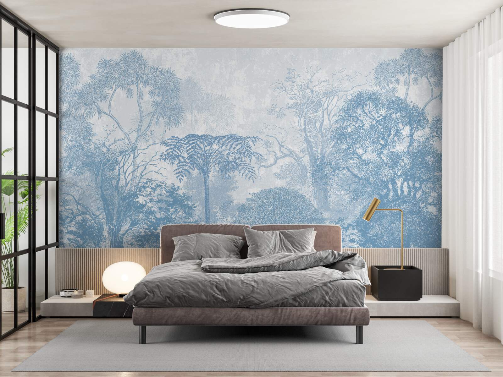 Фотошпалери чорно-біле зображення лісового пейзажу