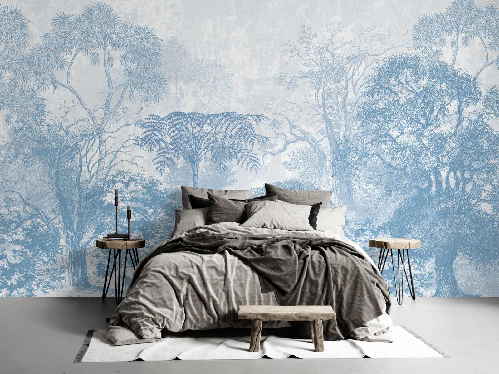 Фотошпалери чорно-біле зображення лісового пейзажу