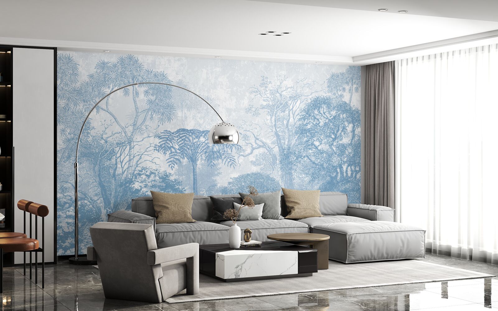 Фотошпалери чорно-біле зображення лісового пейзажу