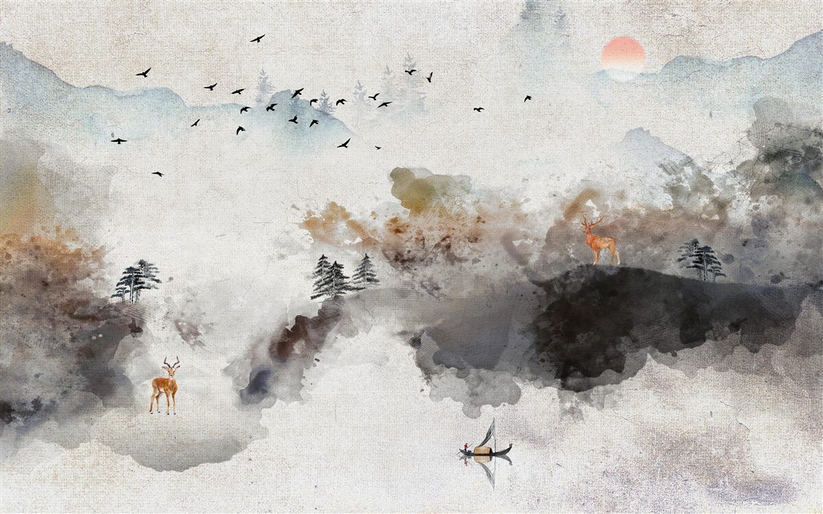 Фотошпалери захоплюючий осінній краєвид на заході сонця