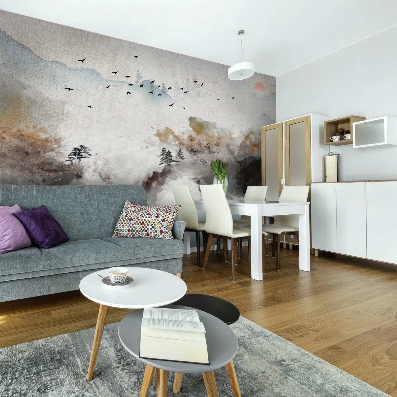 Фотошпалери захоплюючий осінній краєвид на заході сонця