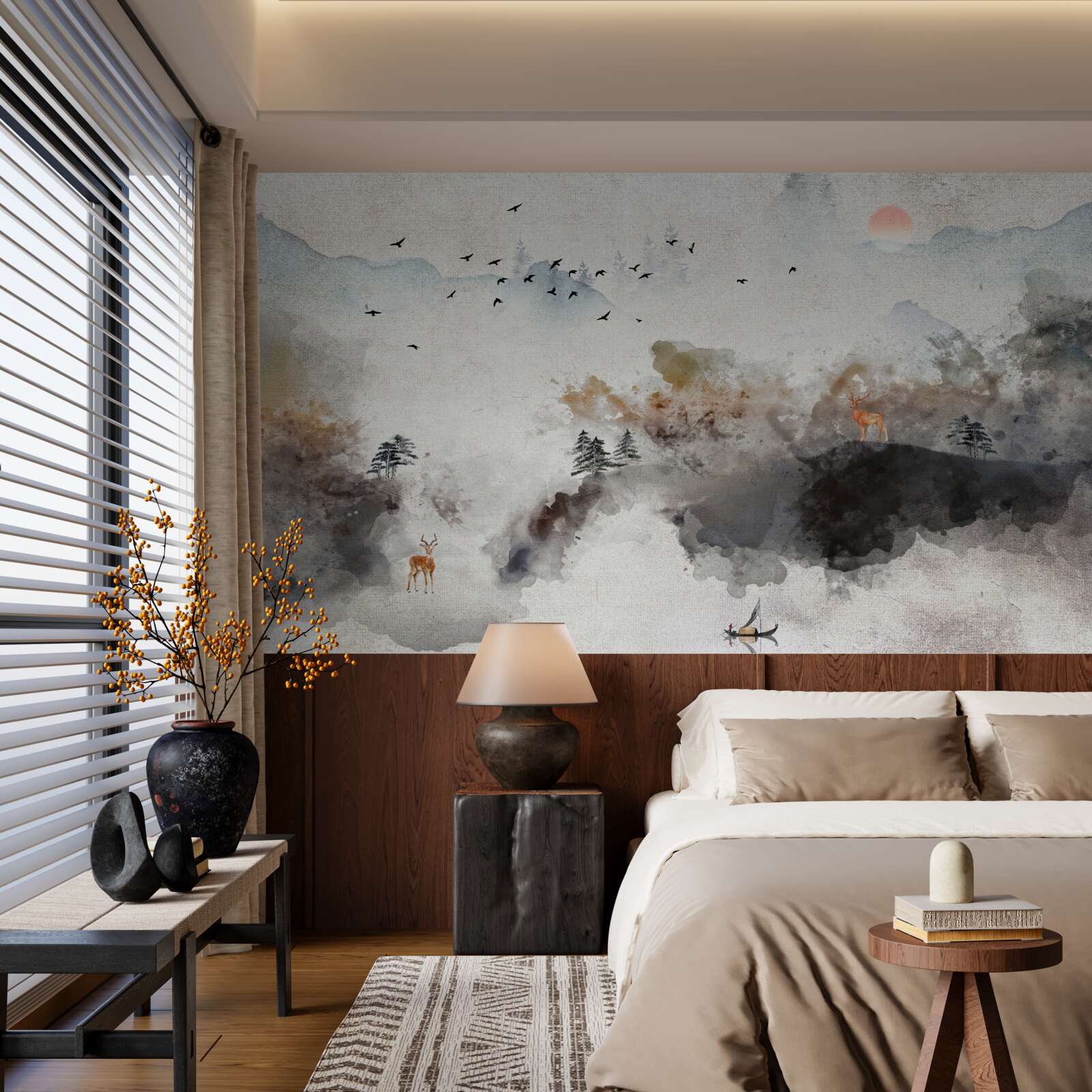 Фотошпалери захоплюючий осінній краєвид на заході сонця