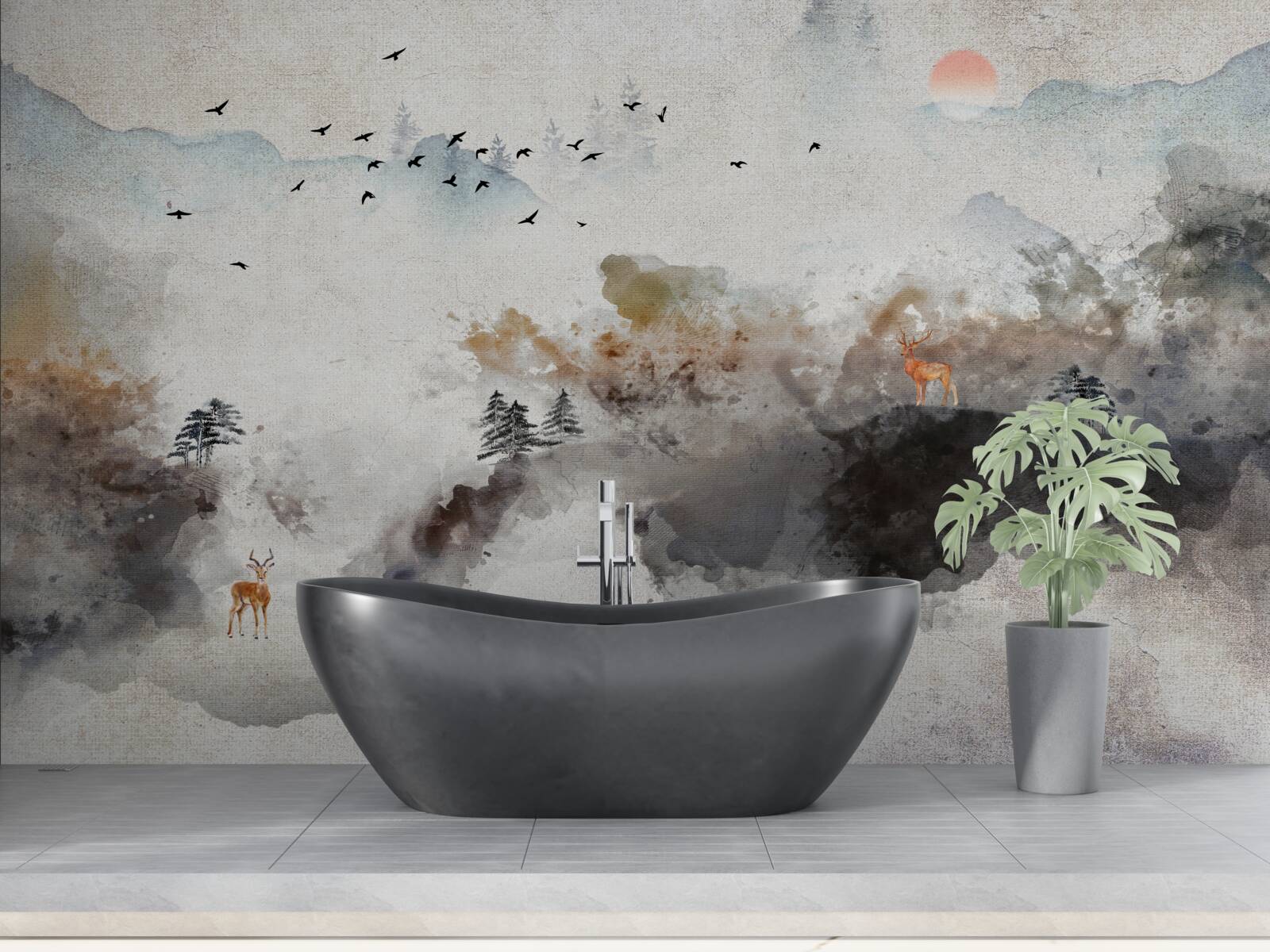 Фотошпалери захоплюючий осінній краєвид на заході сонця