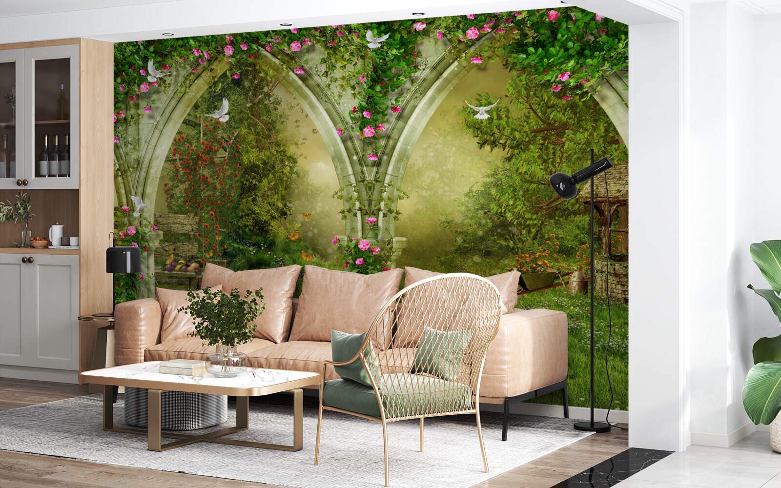 Фотошпалери Арки із зеленого каменю із зображеннями тварин