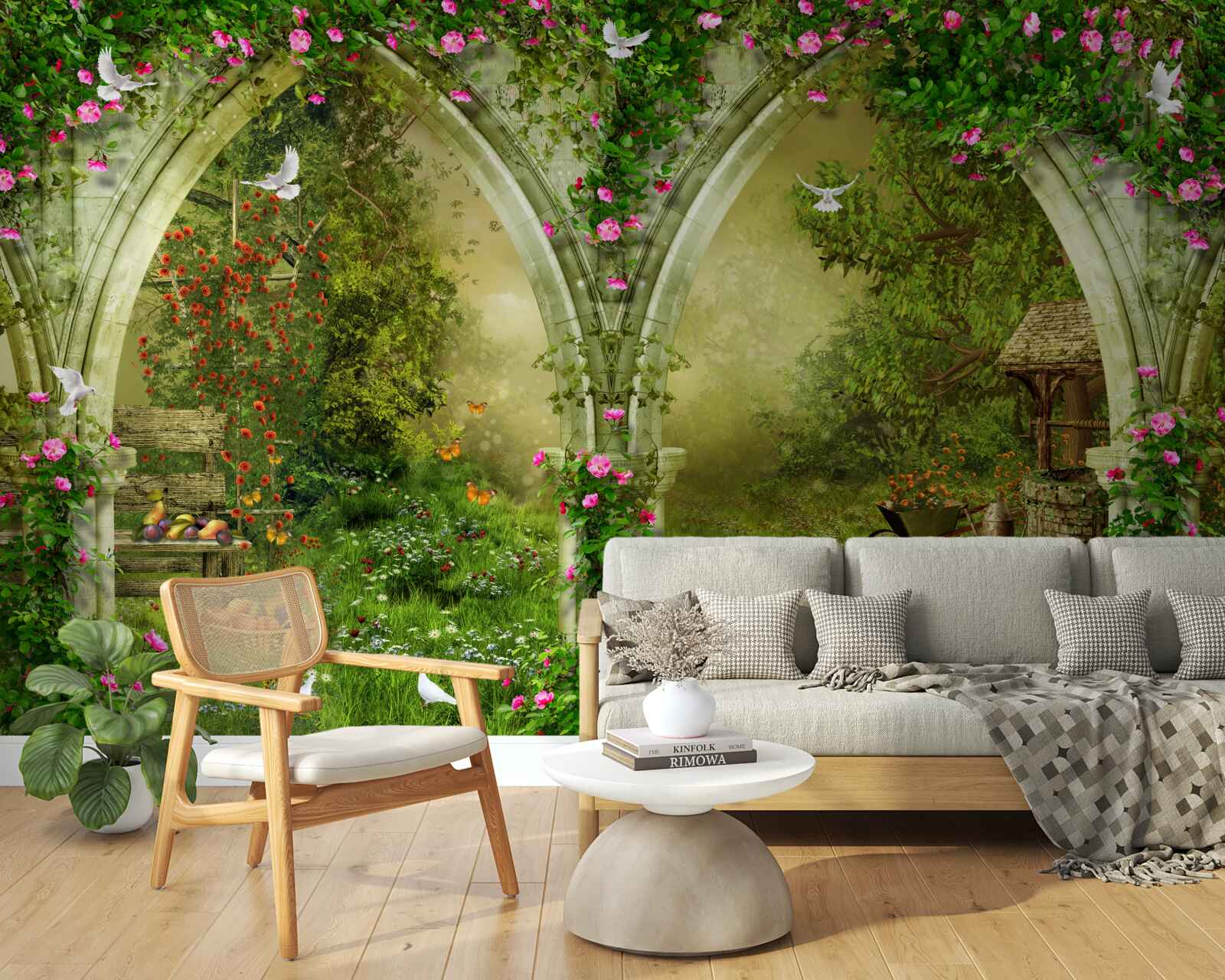 Фотошпалери Арки із зеленого каменю із зображеннями тварин