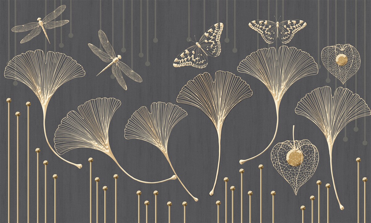 Фотошпалери навпаки, вертикальні лінії сходяться на сірому тлі