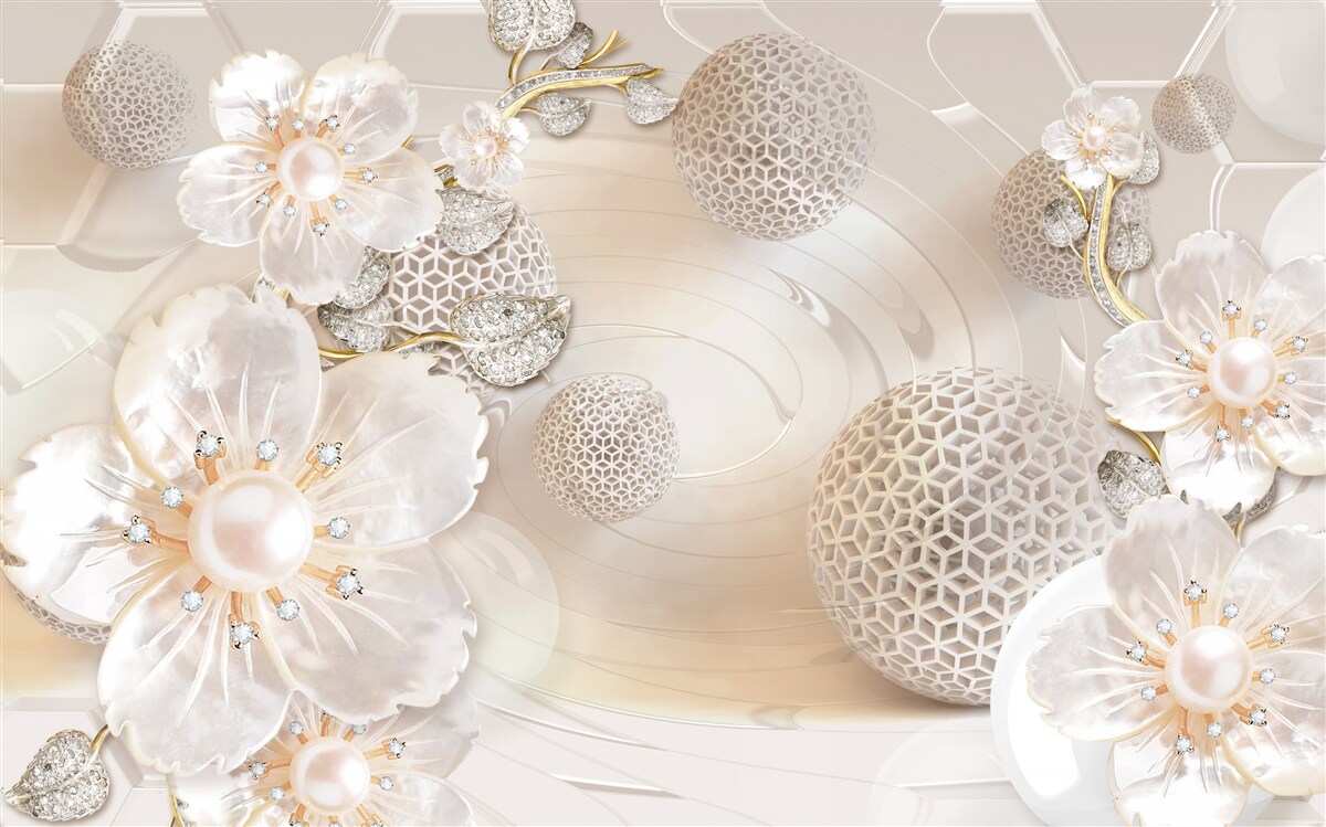 Фотошпалери яскраві плаваючі кулі та легкі ботанічні вінки