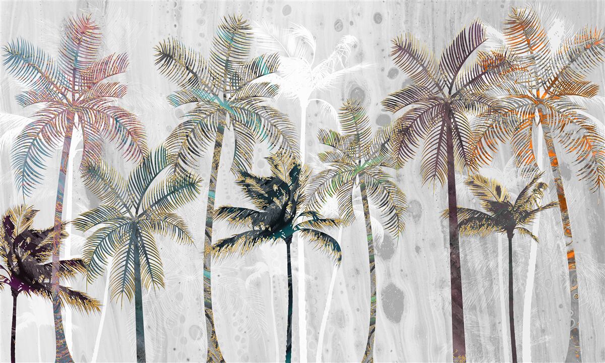 Фотошпалери проливний дощ серед пальм